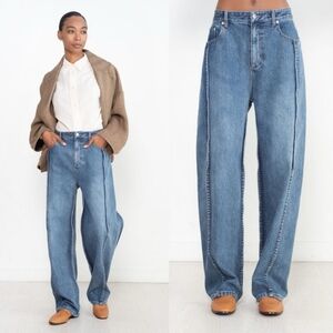 Tibi Spring Tuck Denim - Classic Blue - NWOT - 26R - Snaps added!